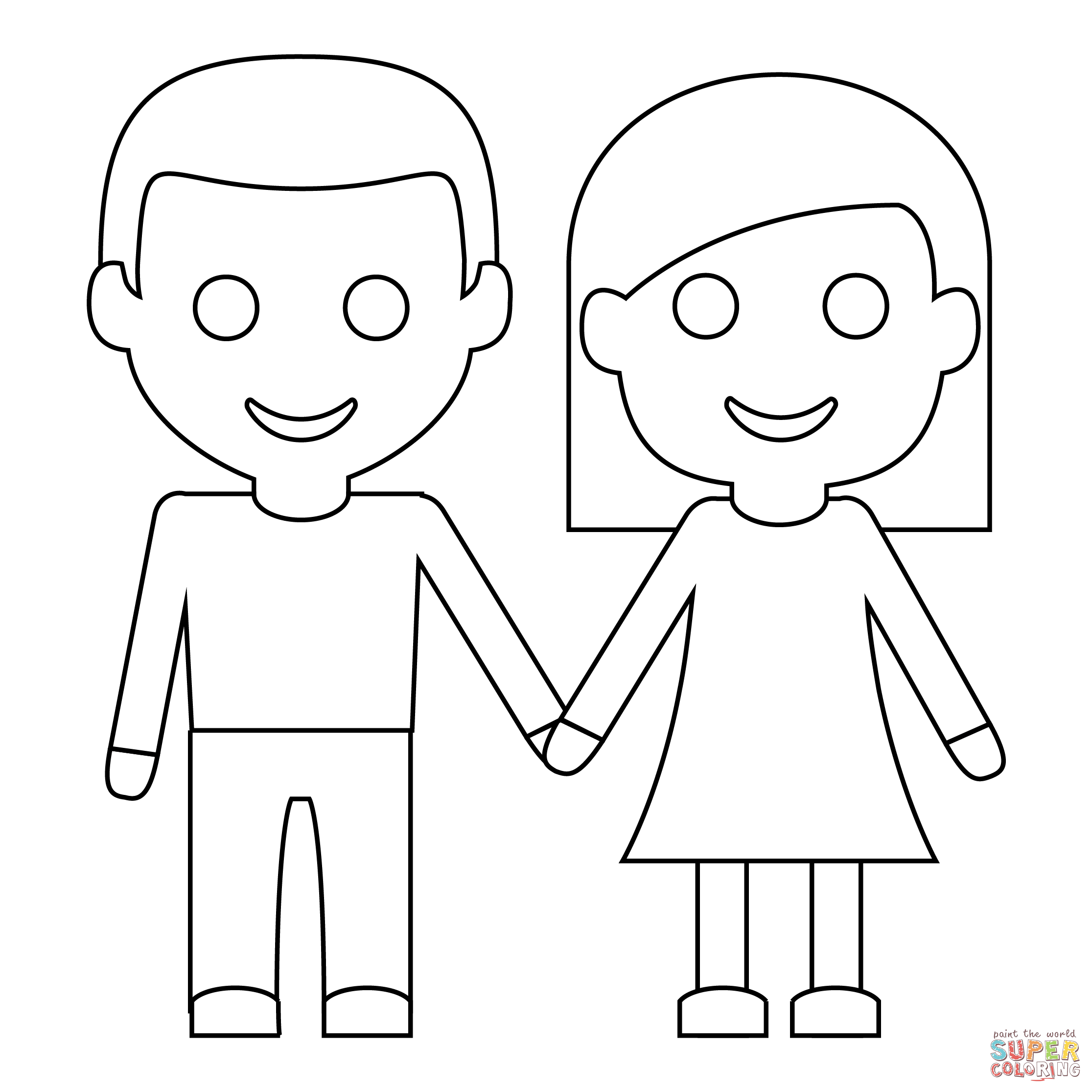 Woman and Man Holding Hands coloring page | Free Printable Coloring Pages