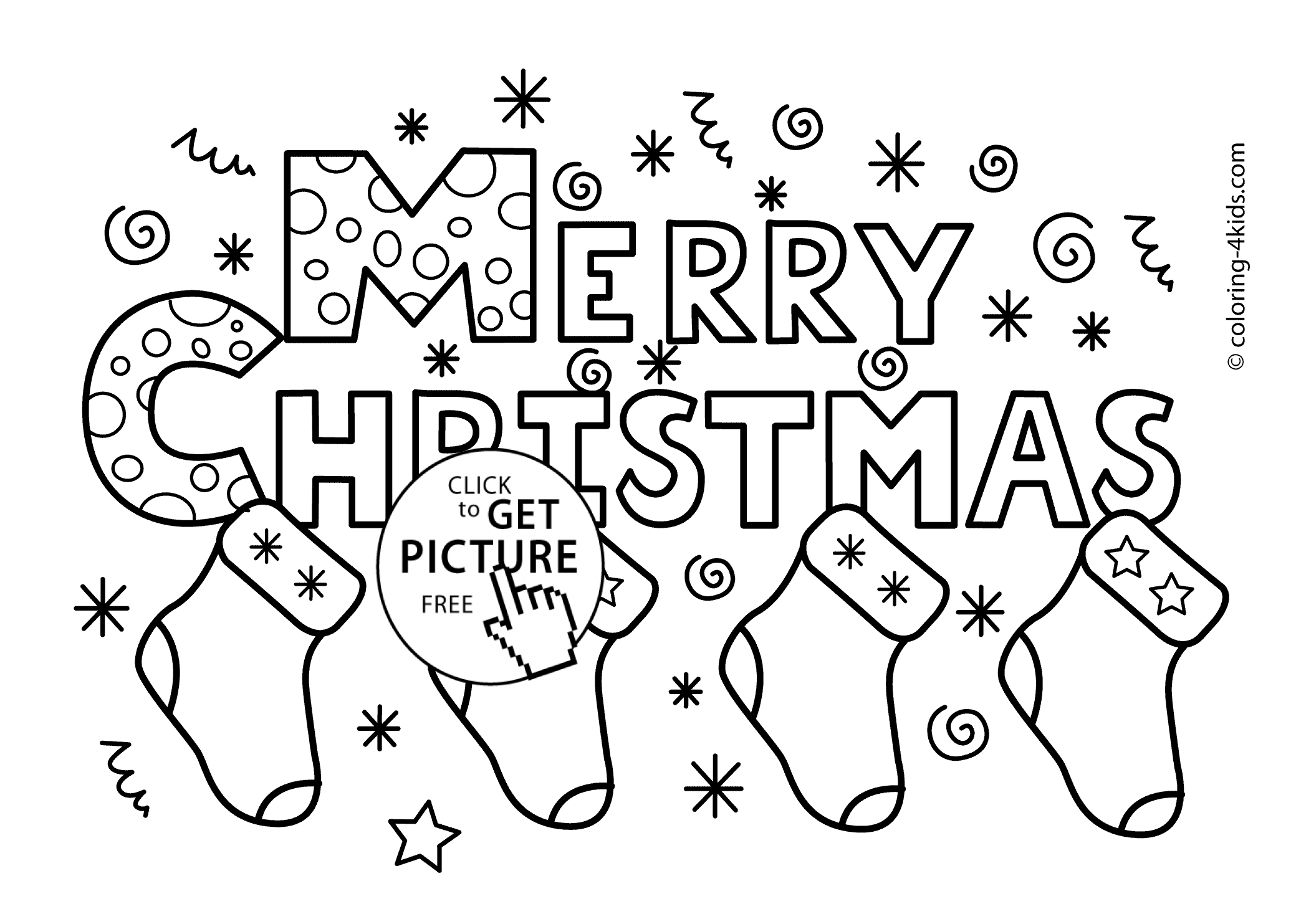 Merry Christmas socks coloring pages for kids, printable ...