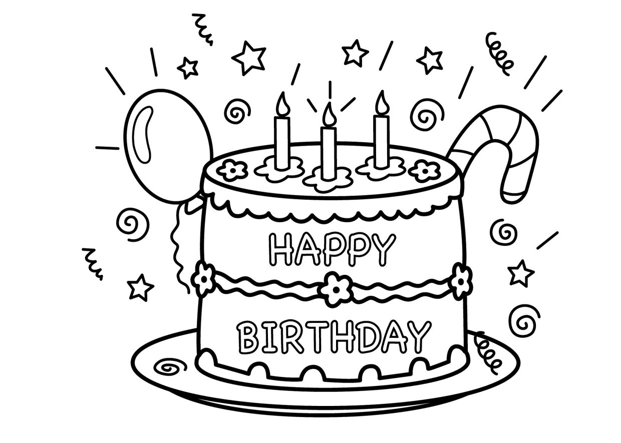 Free Printable Birthday Cake Coloring Pages for Kids - GBcoloring