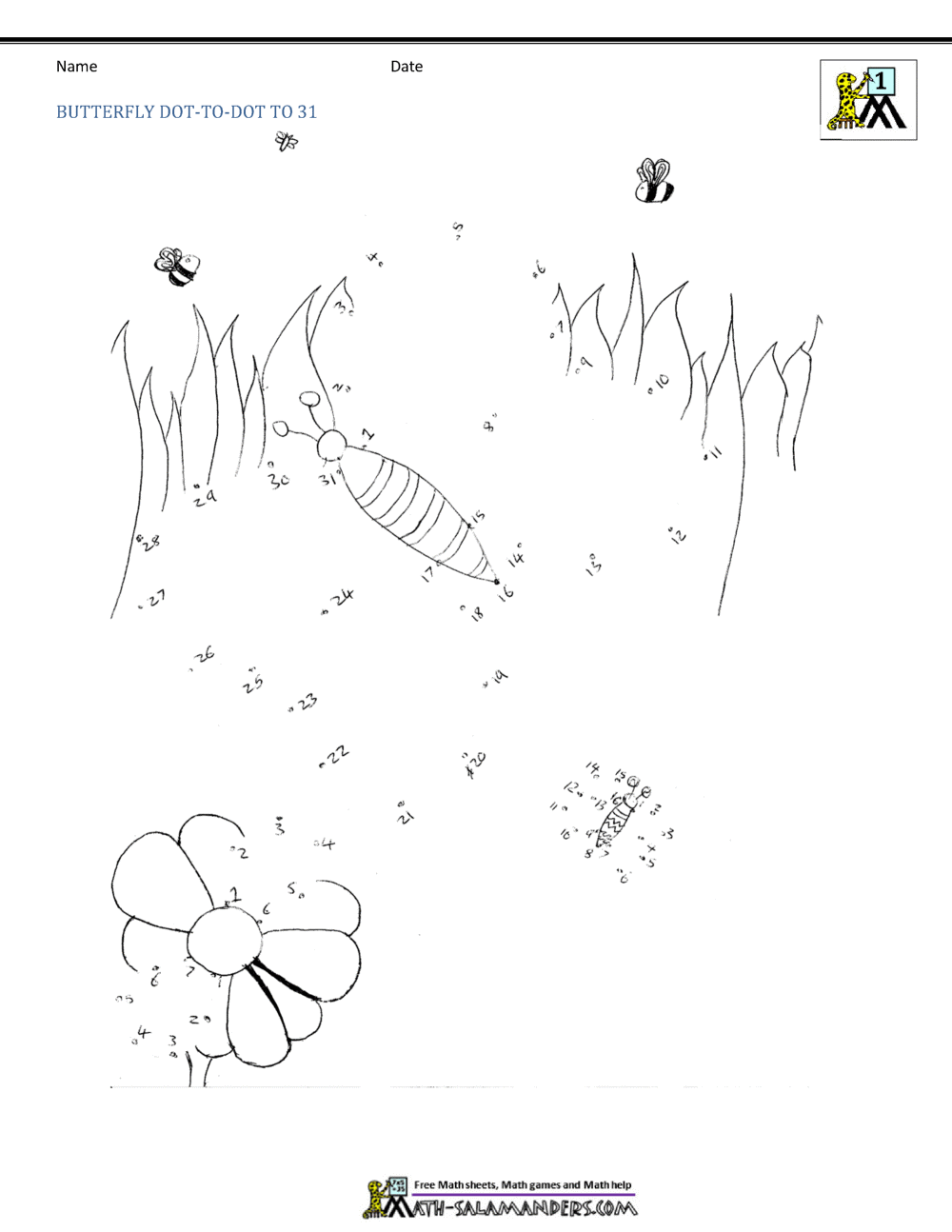 Dot to Dot Printables up to 50