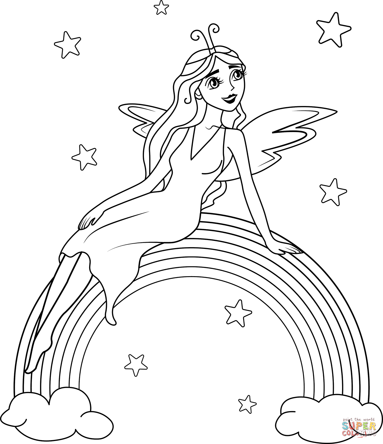Rainbow Fairy coloring page | Free Printable Coloring Pages