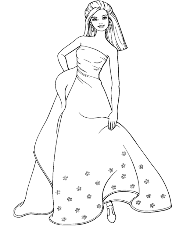 Barbie in fancy dress to color - Topcoloringpages.net
