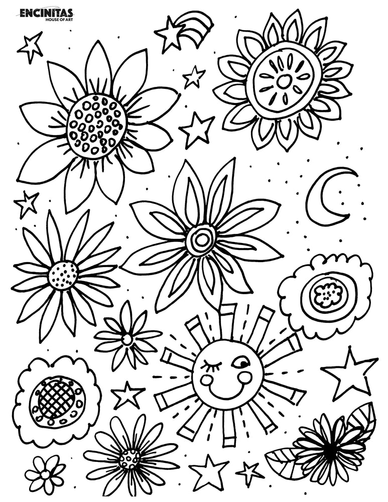 Hopeful Sunflowers Coloring Page – Encinitas House of Art