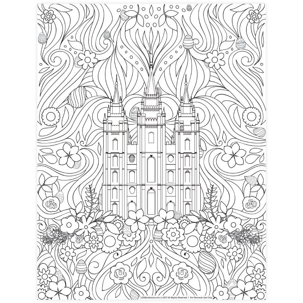 Easter Salt Lake Temple Coloring Page - Printable in LDS Coloring Pages on  LDSBookstore.com