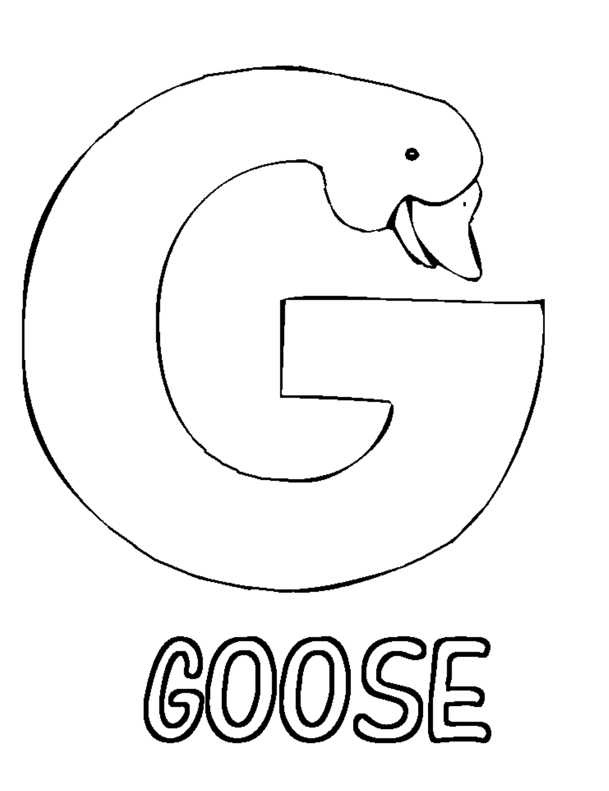 Preschool Coloring Pages Alphabet G For Goose | Alphabet Coloring ...