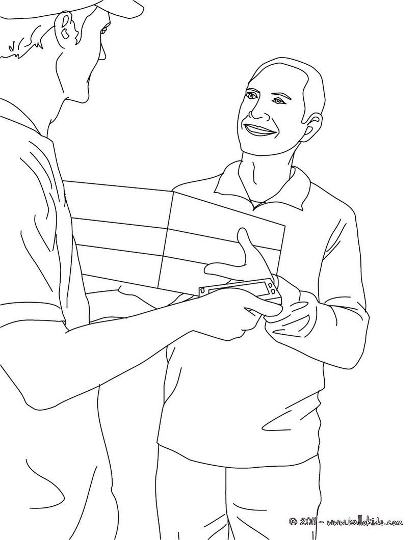 POSTMAN coloring pages - Postman sorts mails in the post office