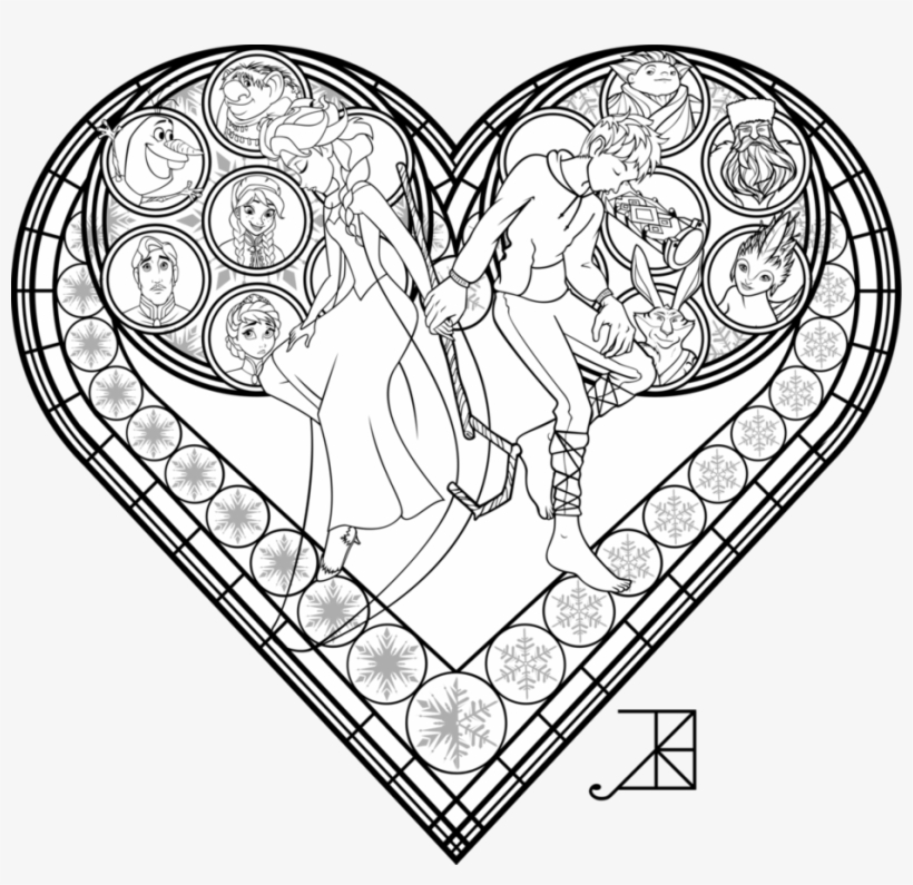 Zelda Stained Glass Coloring Pages With Windows From - Elsa And Jack Frost Coloring  Pages Transparent PNG - 931x858 - Free Download on NicePNG