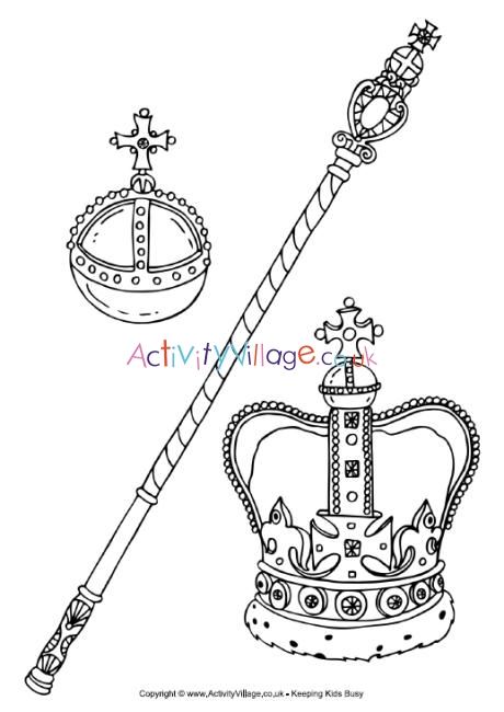 Royal Regalia or Crown Jewels Colouring Page