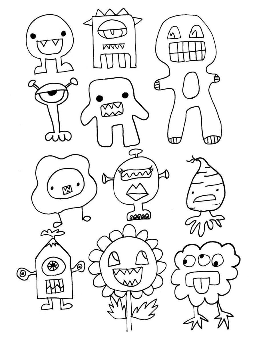 Cute Monsters Stickers Coloring Page - Free Printable Coloring Pages for  Kids
