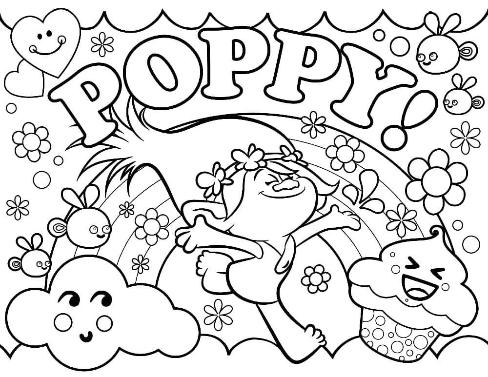 Trolls Poppy Coloring Page - Free Printable Coloring Pages for Kids
