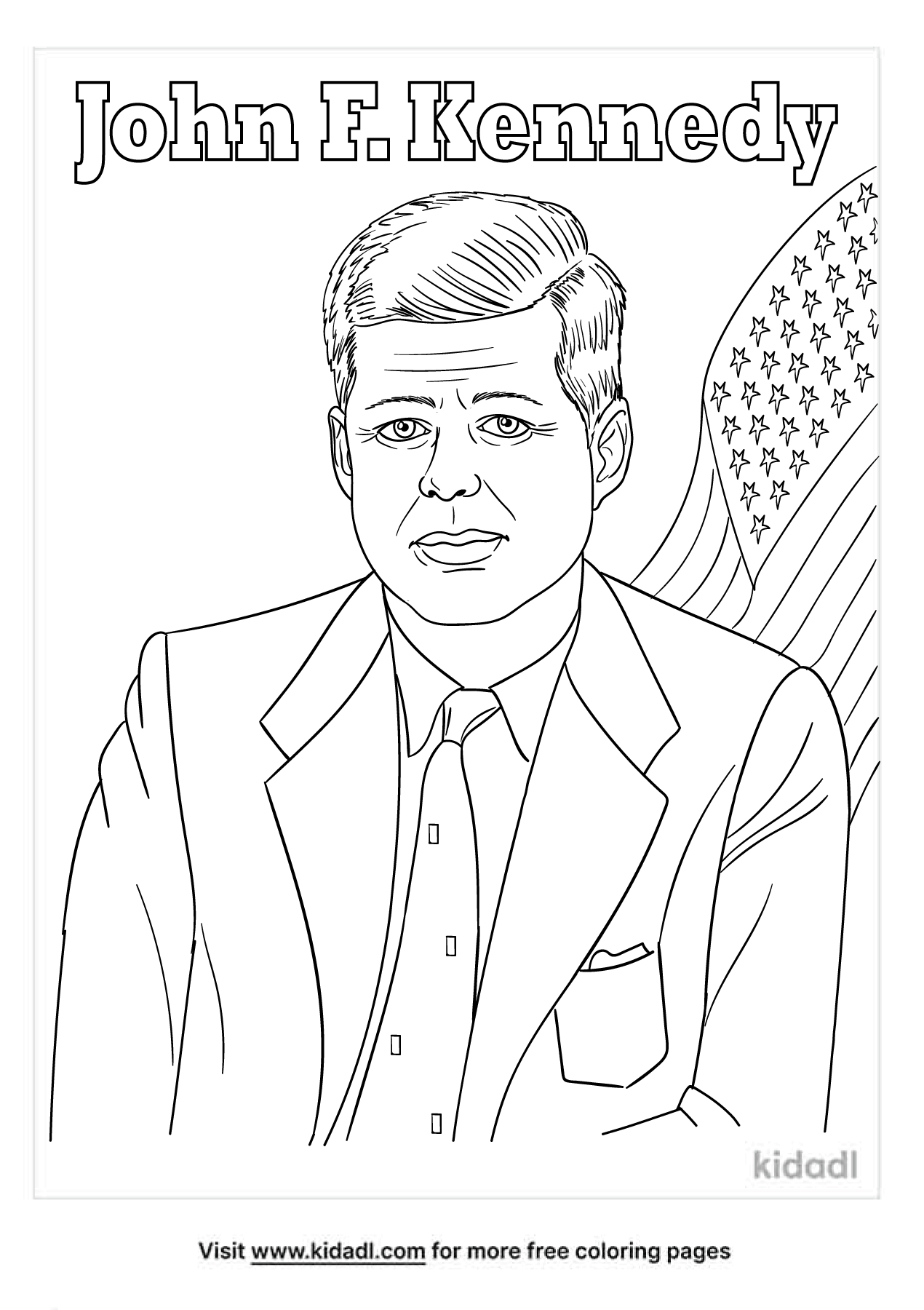 John F Kennedy Coloring Pages | Free People-and-celebrities Coloring Pages  | Kidadl
