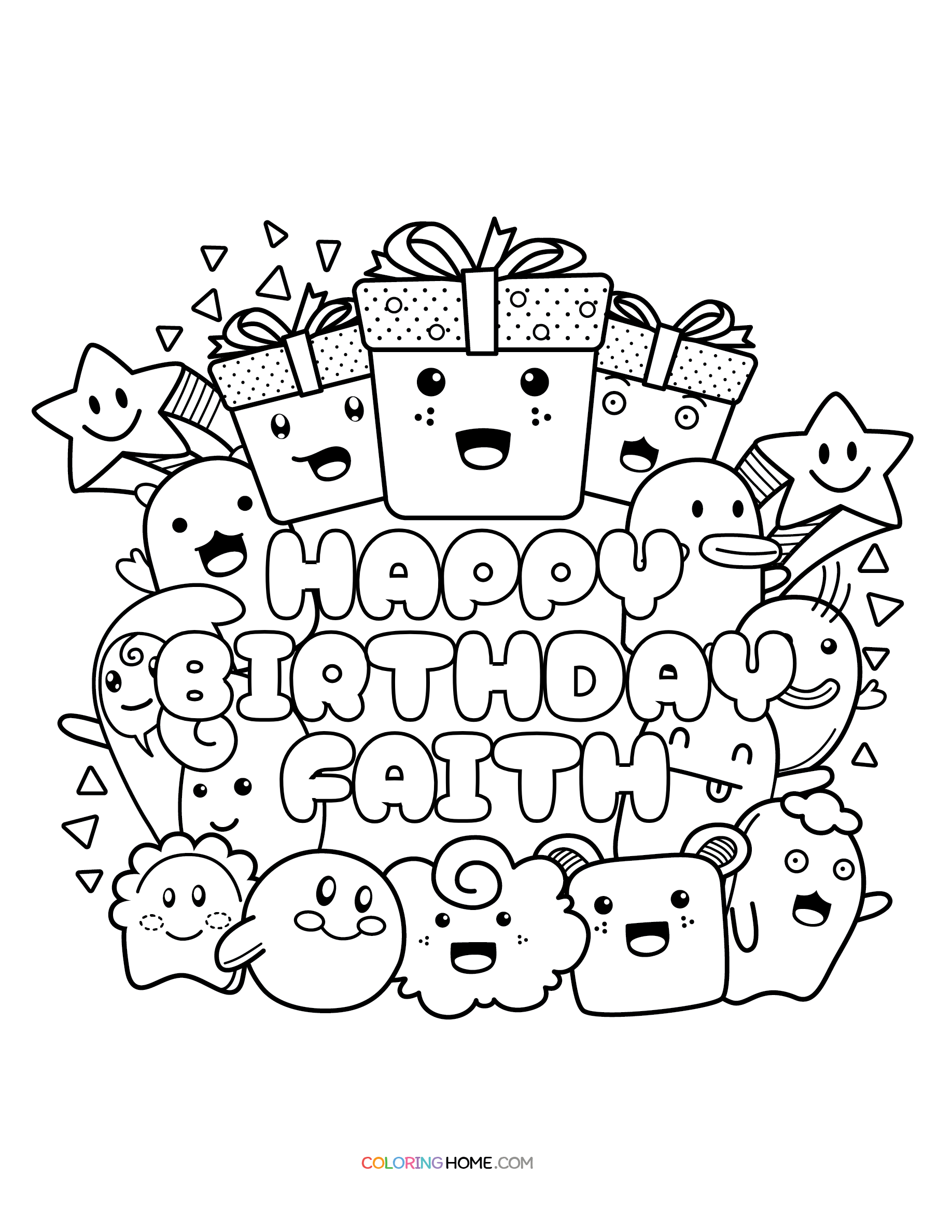 Happy Birthday Faith coloring page