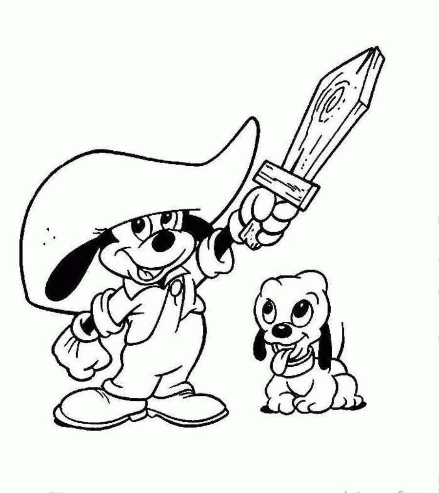 mickey and the three musketeers coloring pages - Clip Art Library