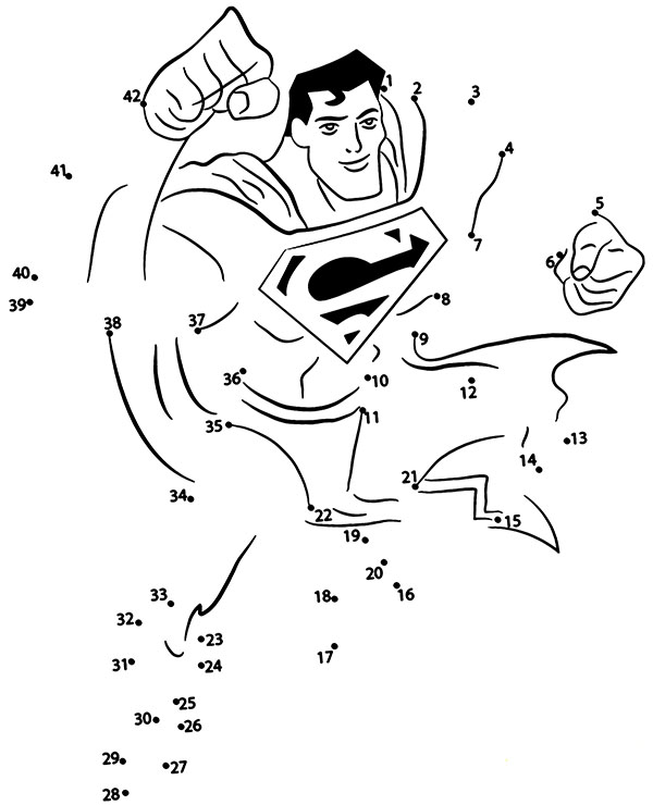 Connect dots Superman coloring page - Topcoloringpages.net