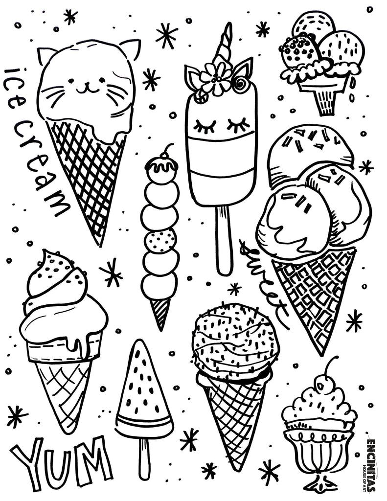 Ice Cream Coloring Page – Encinitas House of Art