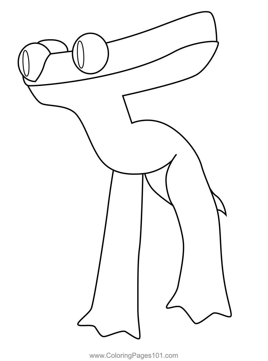 Cyan Walking Rainbow Friends Coloring Page