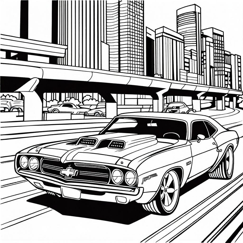 coloring page with Dodge Charger car