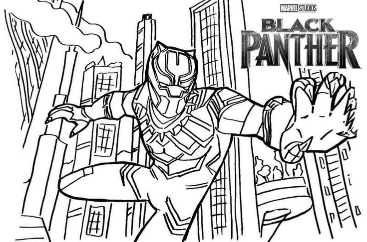 Coloring pages Black Panther. Superhero ...
