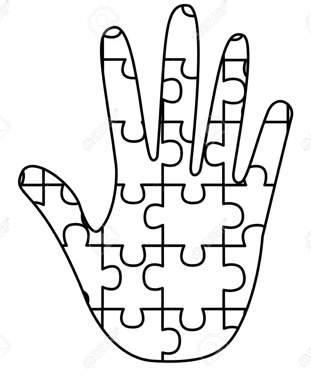 Hand Puzzle Pieces For Autism Awareness Coloring Pages - Autism Awareness Coloring  Pages - Coloring Pages For Kids And Adults