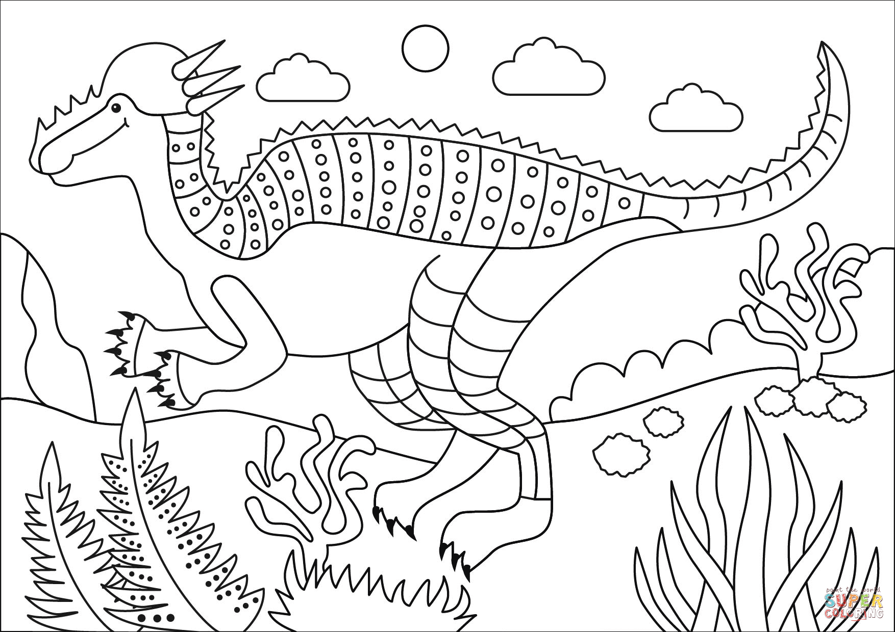 Pachycephalosaurus coloring page | Free Printable Coloring Pages