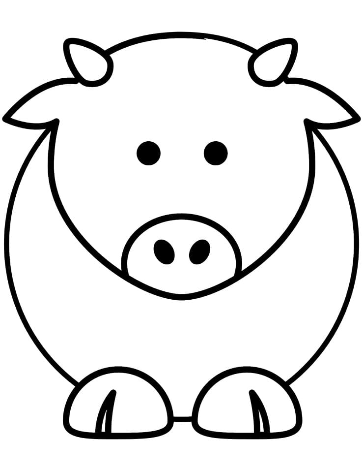 Cute Simple Cow Coloring Page - Free Printable Coloring Pages for Kids