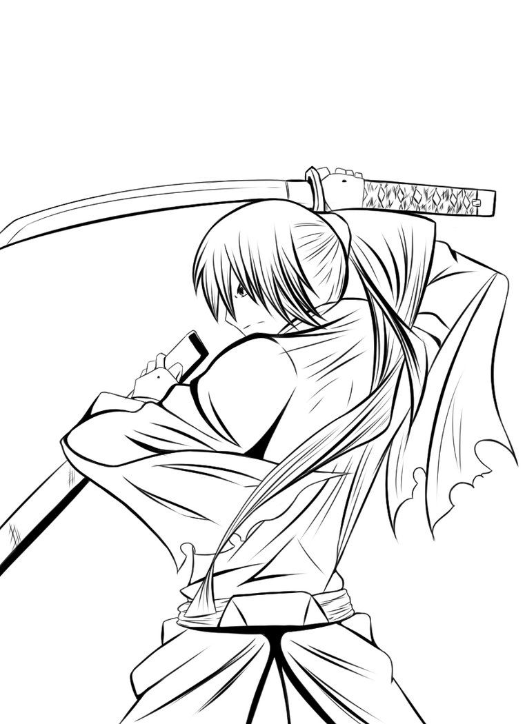 Kenshin Himura Coloring Pages Sketch Coloring Page