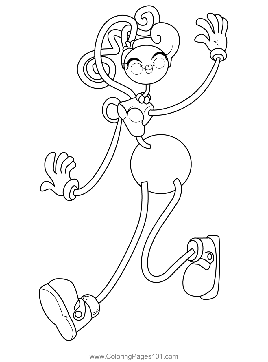 Mommy Long Legs Smiling Happily and Waving Poppy Playtime Coloring Page for  Kids - Free Poppy Playtime Printable Coloring Pages Online for Kids -  ColoringPages101.com | Coloring Pages for Kids