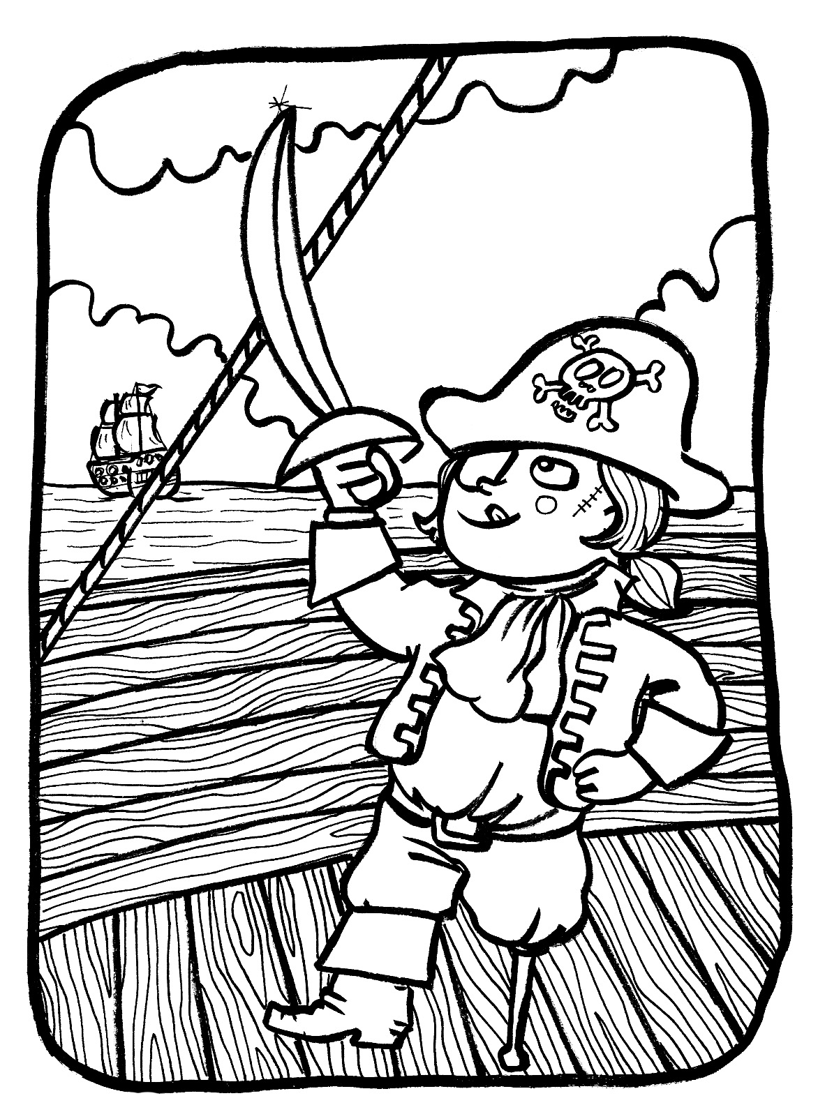 Pirate child - Pirates Coloring pages for kids to print & color