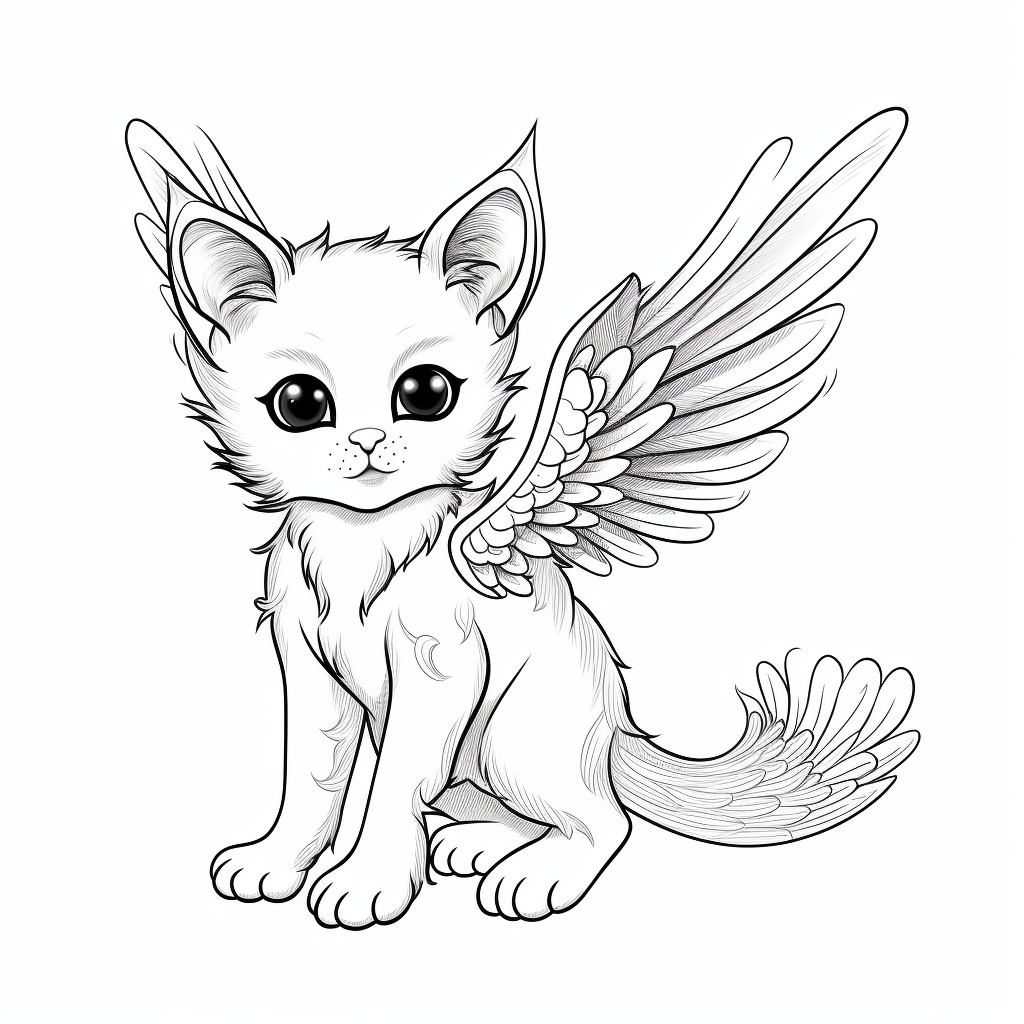 Cats With Wings Coloring Pages - Coloring Nation