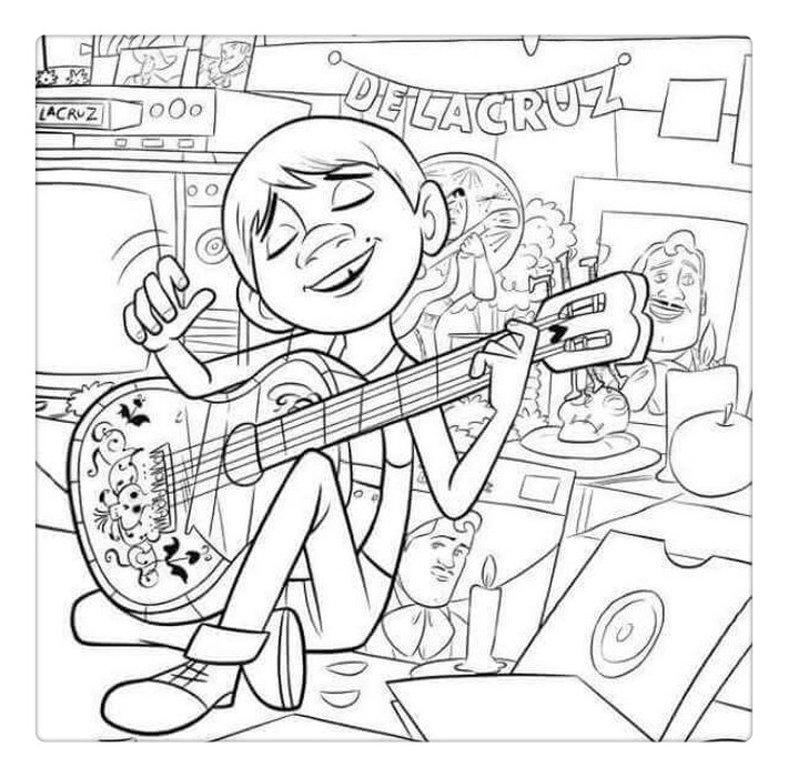 Coloring Pages Coco Guitar Printable - HOMEREMEDIES4YOU.CLUB