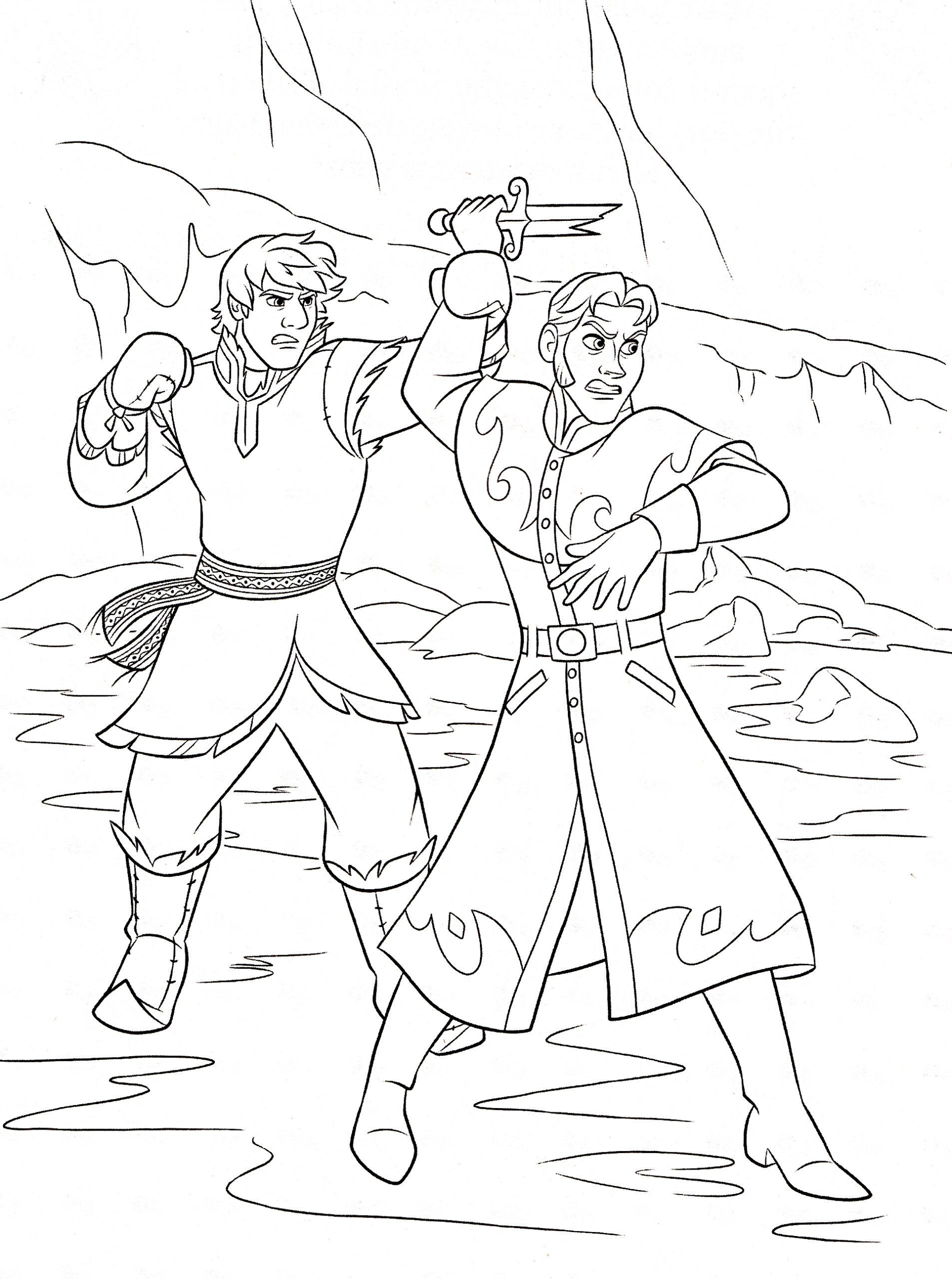 Coloring Pages : Hans Frozen Coloring Kristoff Fight Free Disney ...