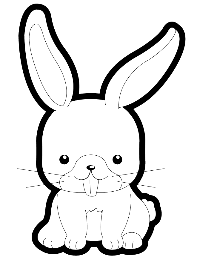 Cute Cartoon Bunny For Kids Coloring Page | Free Printable 