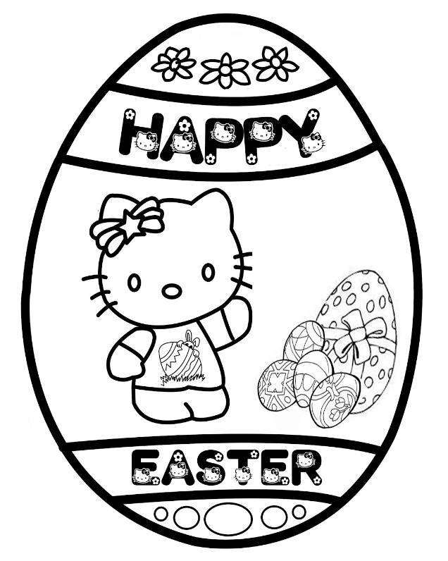 print hello kitty happy easter egg coloring page