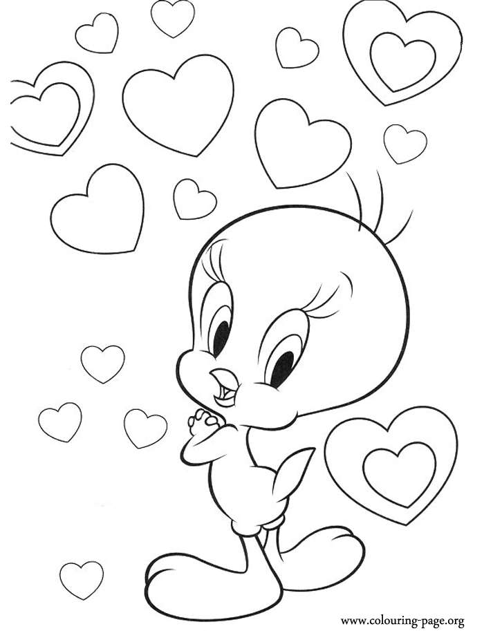 Tweety - Tweety in love coloring page