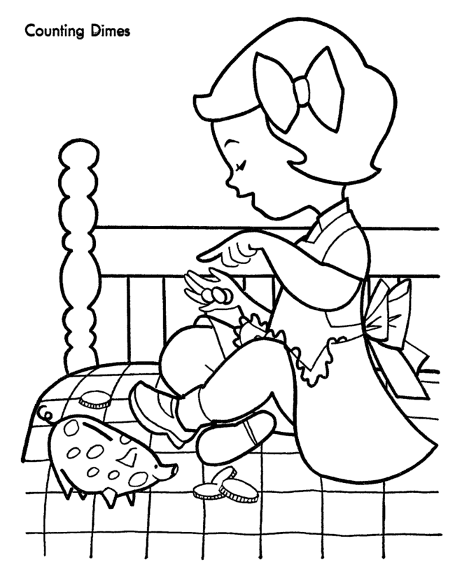 Christmas Shopping Coloring Pages - Counting Money Christmas 