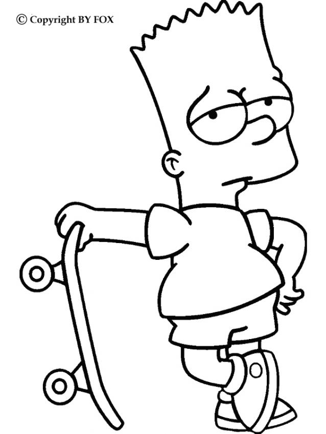 BART coloring pages - Bart the king of skateboarding