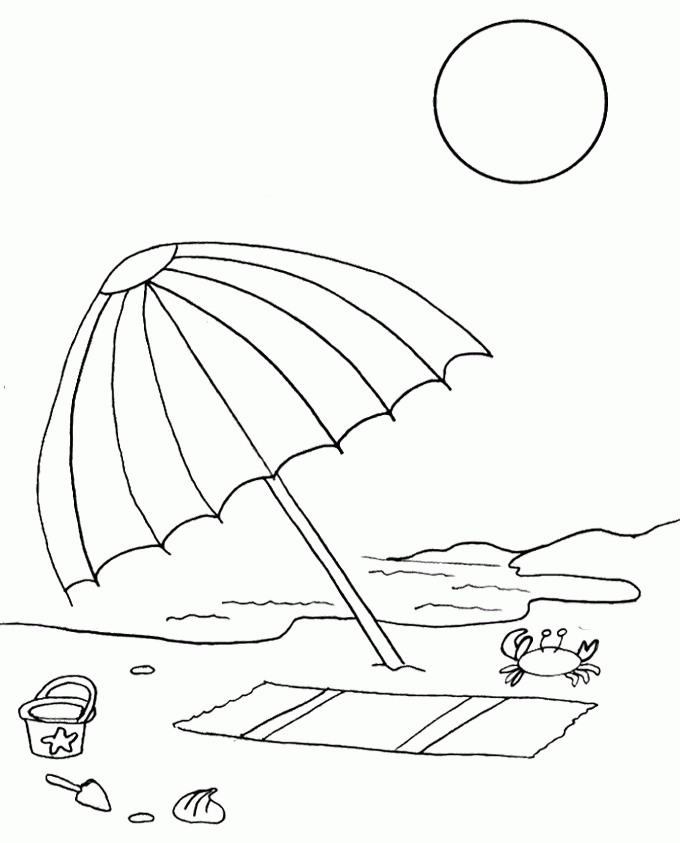 Put Umbrellas On The Beach Coloring Pages - Umbrella Day Coloring 