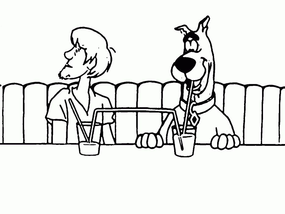 Shaggy on Skateboard With Scooby Coloring Page | Kids Coloring Page