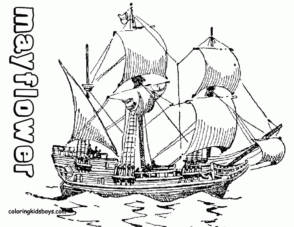 Mayflower Coloring Pages Thanksgiving Mayflower Ship Coloring 