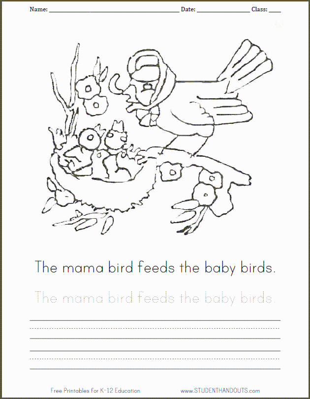 Free Printable Mama and Baby Birds Coloring Sheet | Student Handouts