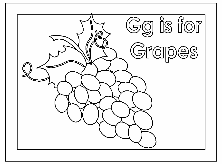 Coloring & Activity Pages: "Gg is for Grapes" Coloring Page
