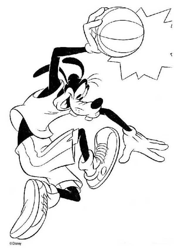 Goofy Playing Basketball | Disney Club Coloring Pages