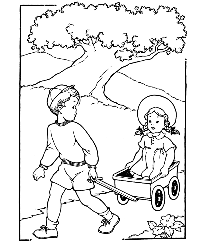 kids coloring pages fun wagon ride printable