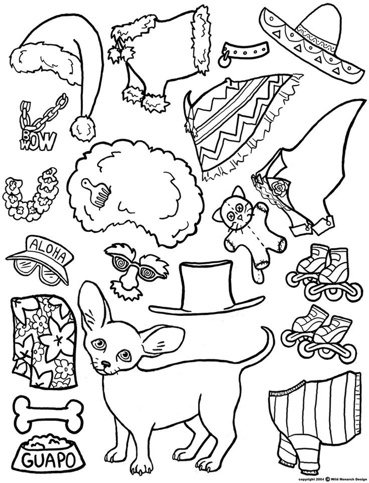 Color Your Own Chihuahua MAGNETIC PAPER DOLL Puppy Dog