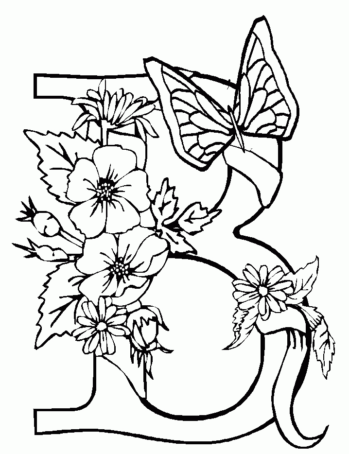 Download Letter B Butterfly And Flower Near The Coloring Page Or 