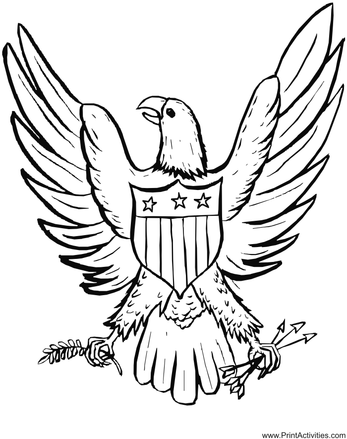 Eagle Coloring Page | An Eagle With An American Shield