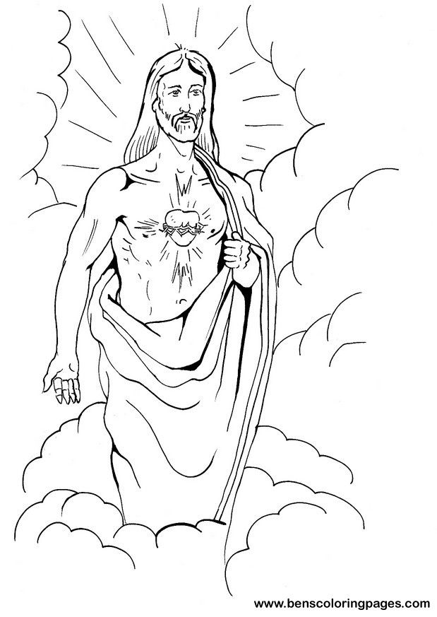 Jesus sacred heart coloring page.