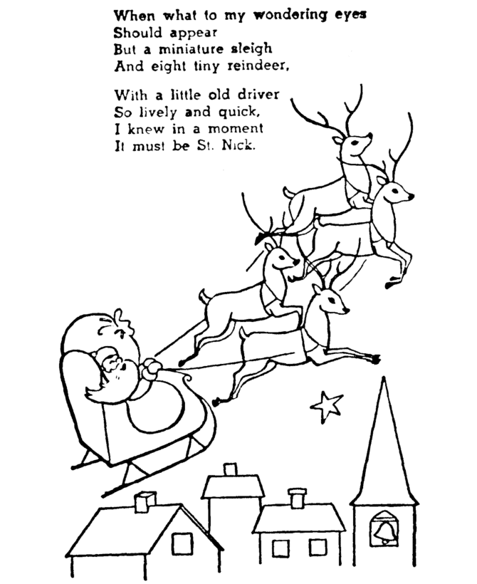 Night Before Christmas coloring pages | Christmas story coloring 