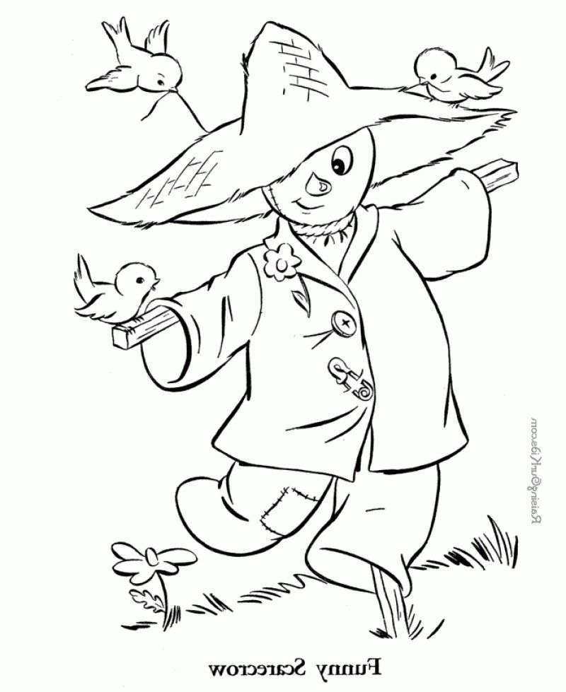 Funny Scarecrow Coloring Page - Kids Colouring Pages