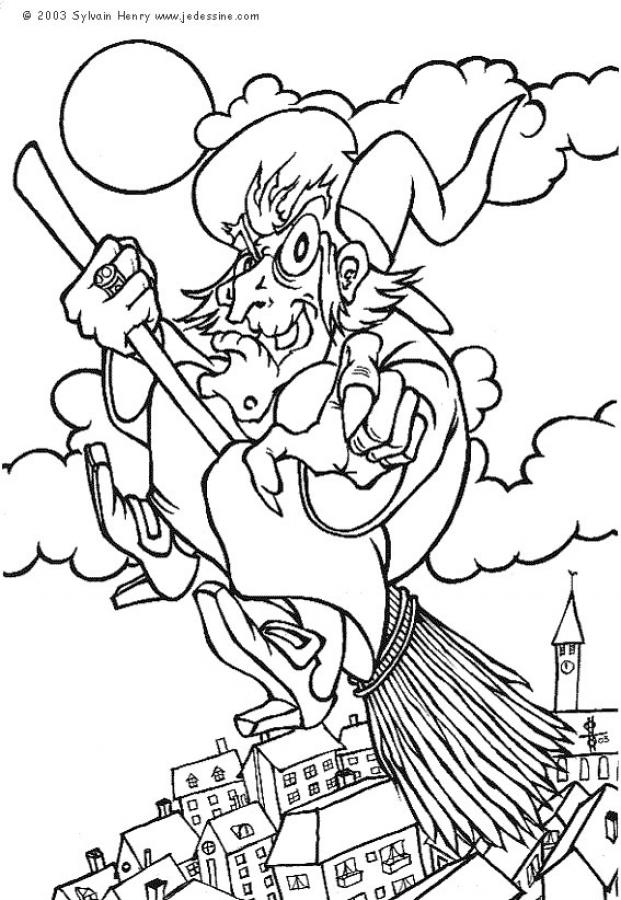 WITCH coloring pages - Halloween enchanted sorceress